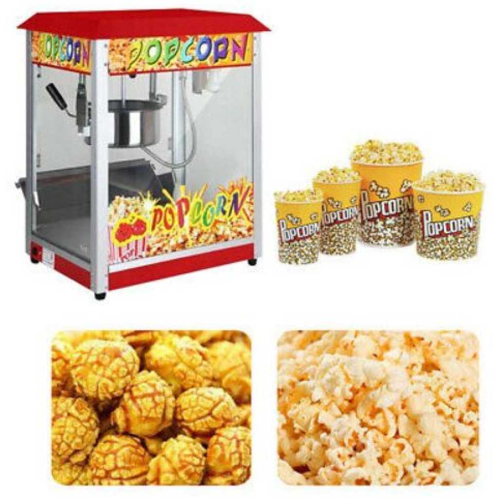 Commercial Electric Popcorn Maker Machine Movie Popcorn 1300W - Roof Top - Multi-colour
