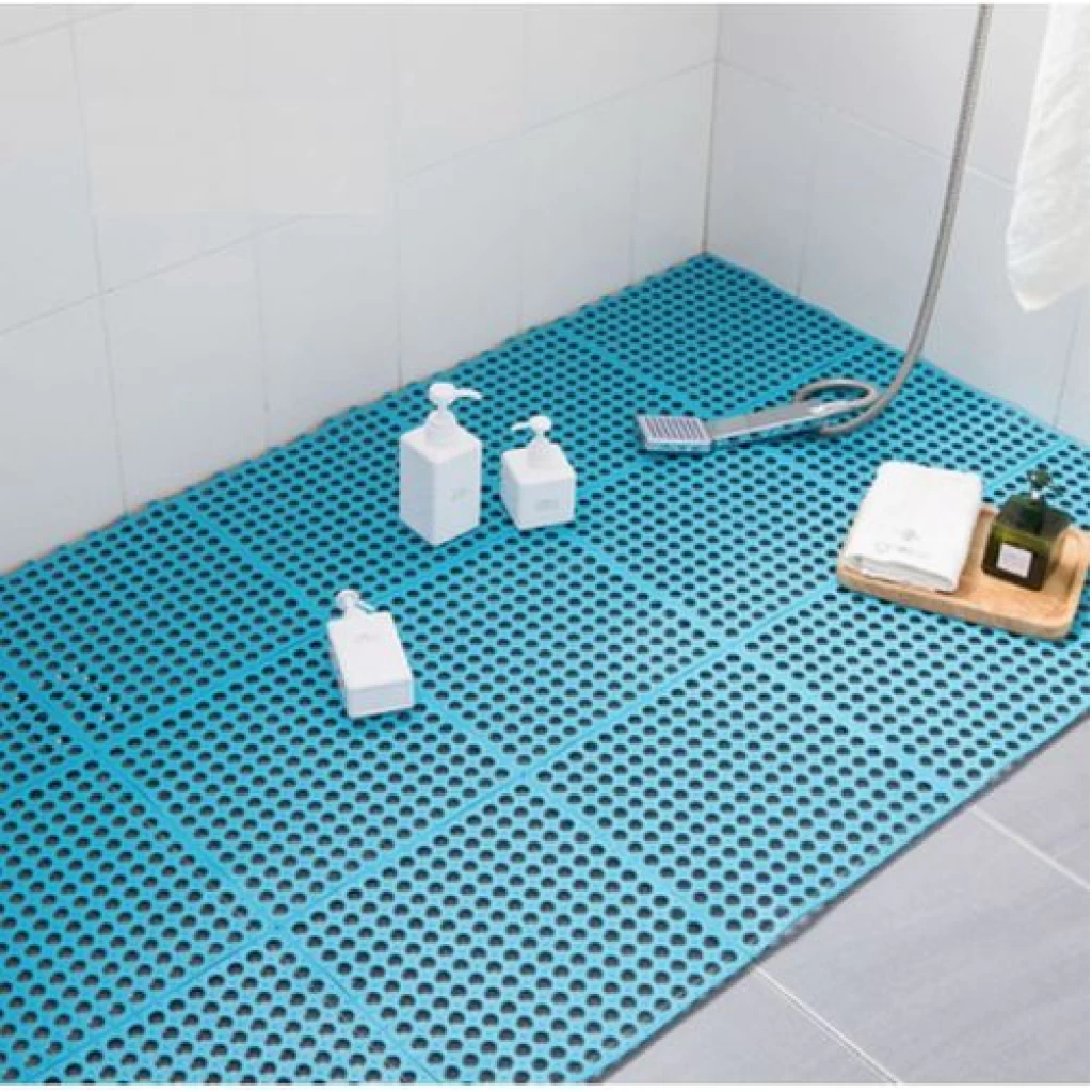 4Pcs Interlocking Non Slip Bathroom Floor Tiles Rubber Mat For Toilet Kitchen Swimming Pool Balcony Pet (30x30cm) - Multi-colours