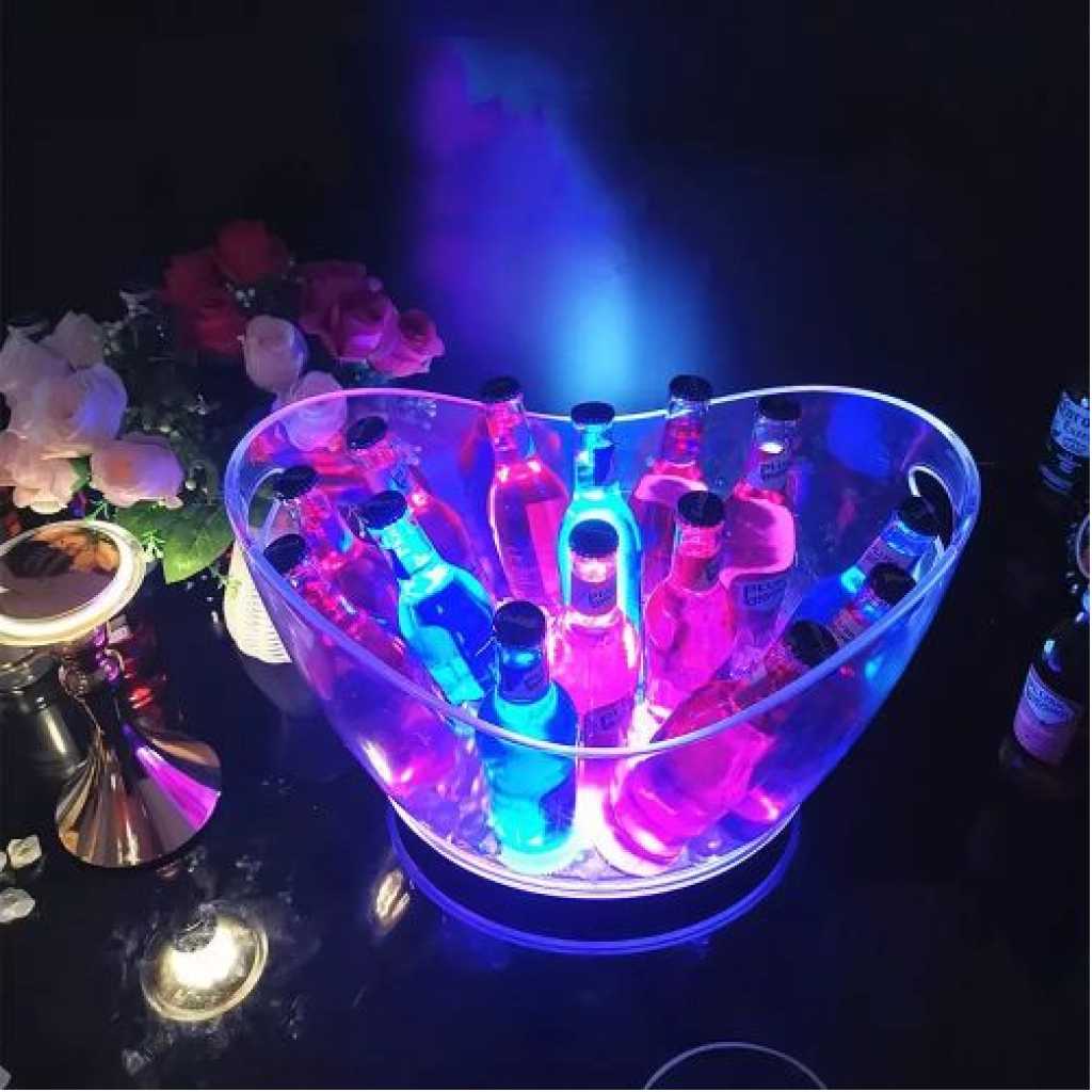 8L Led Ice Bucket Color Changing Plastic Champagne Wine Ice Bucket Multi-colours.