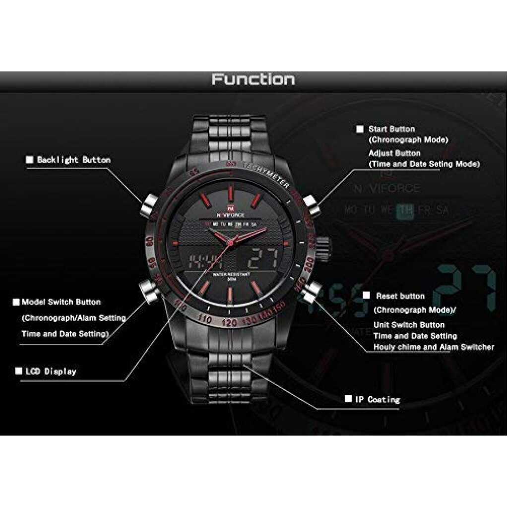 Naviforce Analog-Digital Dual Display Men's Watch - NF9024-BBR