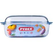 Pyrex Essentials Glass Rectangular Casserole Oven Baking Dish With Lid 6.5L