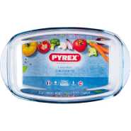 Pyrex Essentials Glass Rectangular Casserole Oven Baking Dish With Lid 6.5L