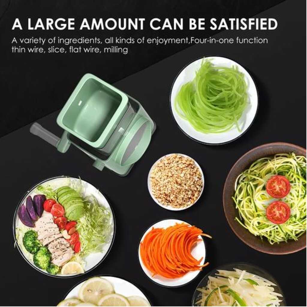 Stainless Steel Multi-function Vegetable Slicer Cutter Rotary Grater Kitchen Mandoline - Green