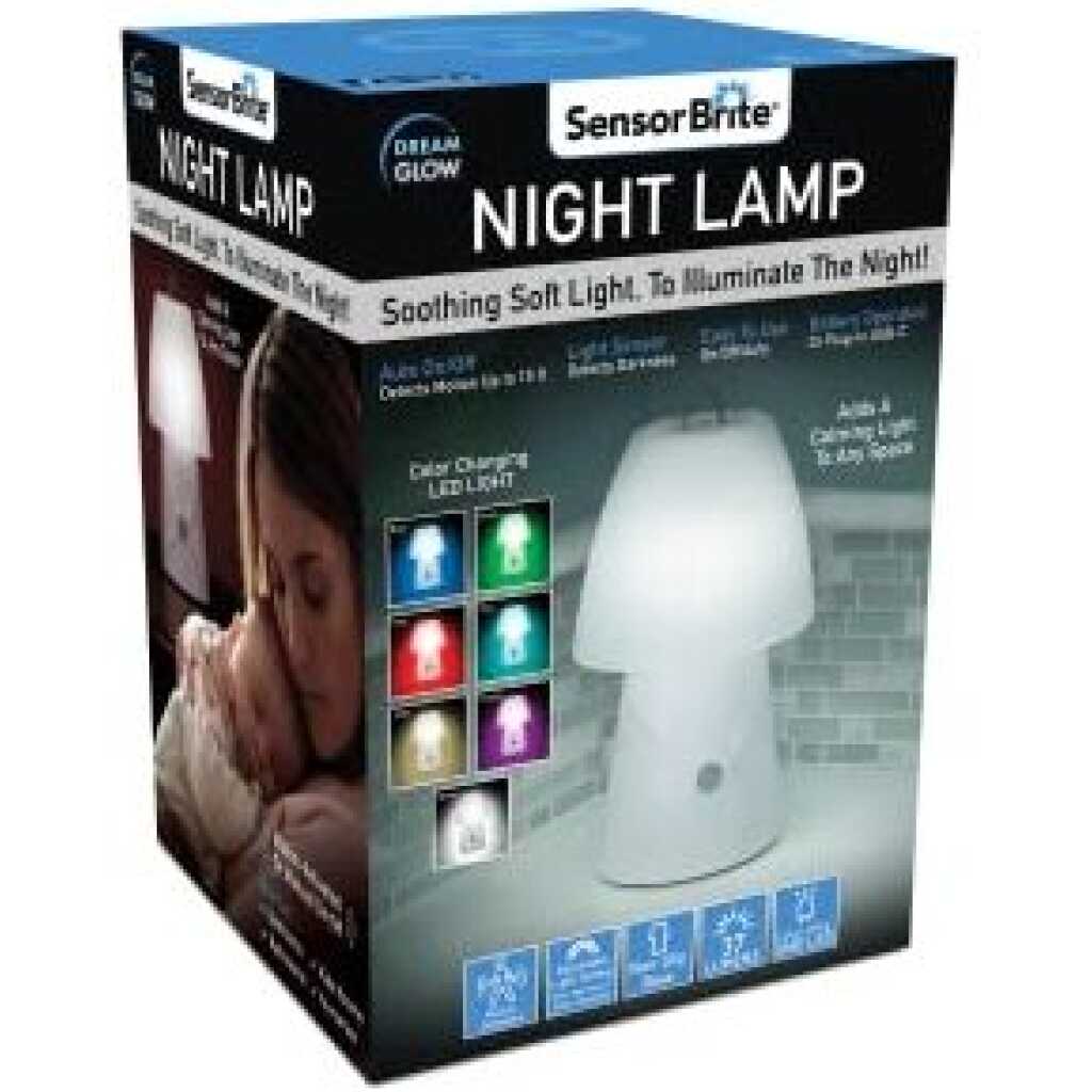 Sensor Brite Dream Glow Night Lamp, Motion Sensing LED Table Lamp, Color Changing RGB LED Lamp, Dimmable LED Desk Lamp - White