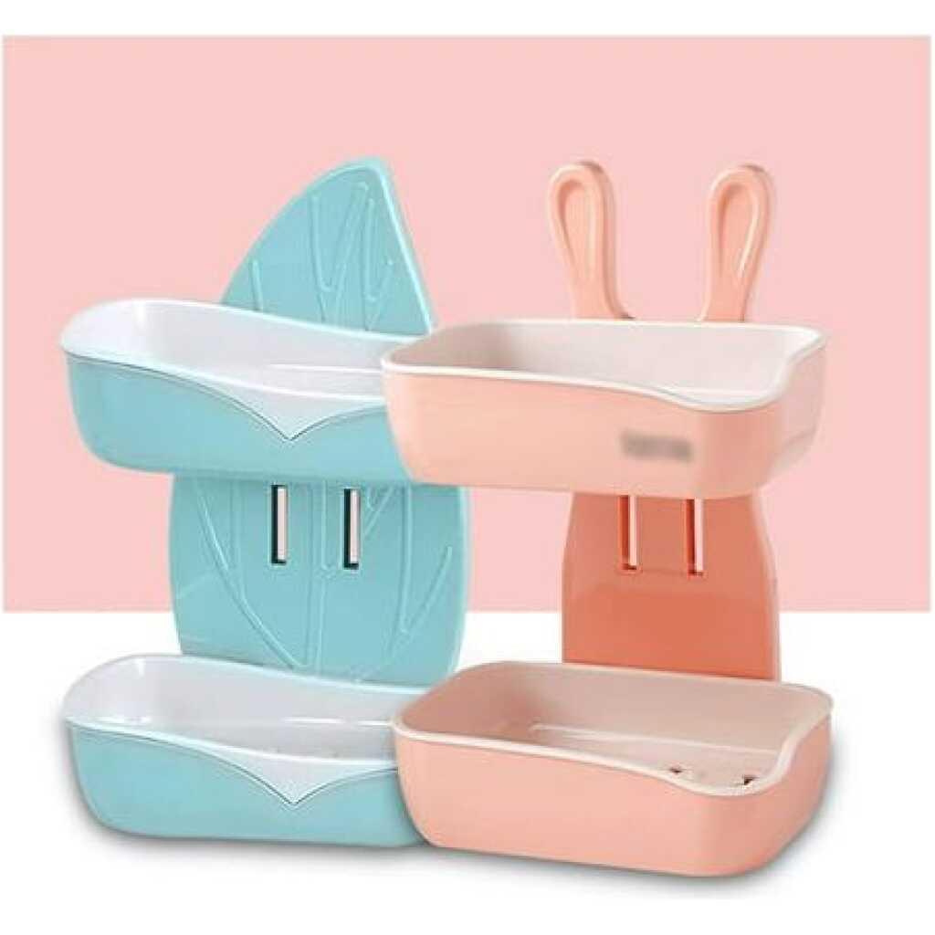 Double Layer Wall Mounted Soap Dish Box For Kitchen & Bathroom - Multi-colour