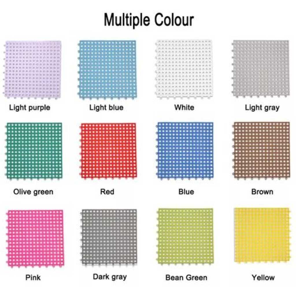 4Pcs Interlocking Non Slip Bathroom Floor Tiles Rubber Mat For Toilet Kitchen Swimming Pool Balcony Pet (30x30cm) - Multi-colours