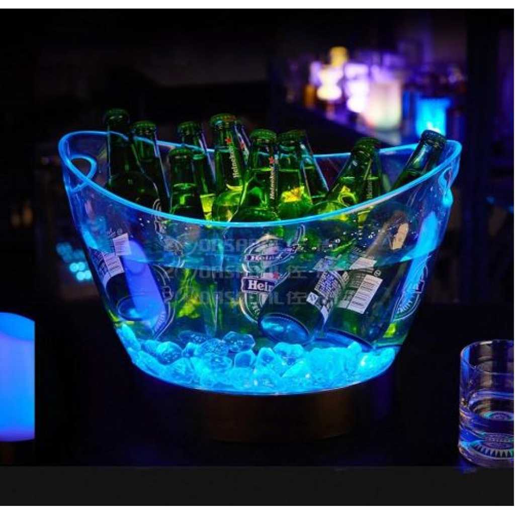 8L Led Ice Bucket Color Changing Plastic Champagne Wine Ice Bucket Multi-colours.