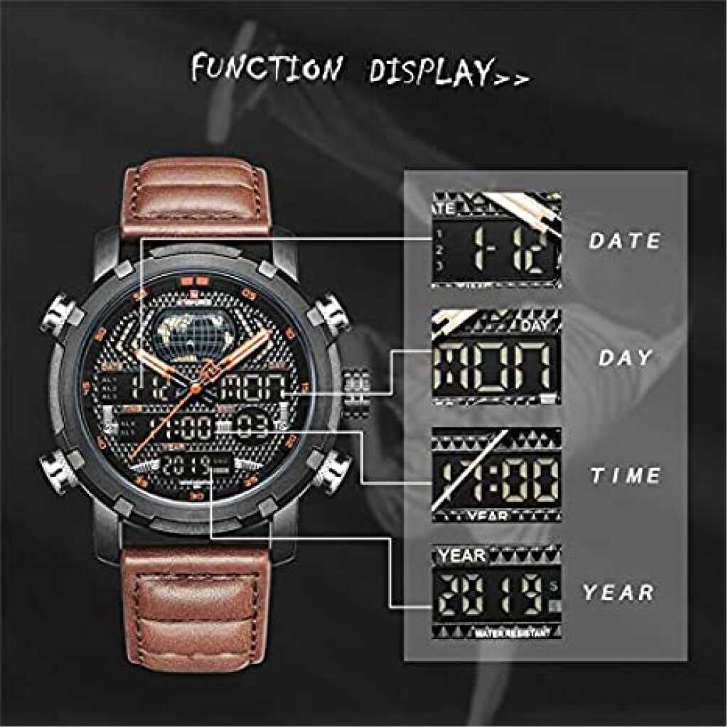 Naviforce Dual Display Chronograph Date Military Digital Analog Sport Men's Wrist Watches -NF9160