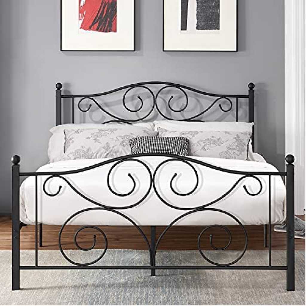 Metal Platform Double Bed - Black