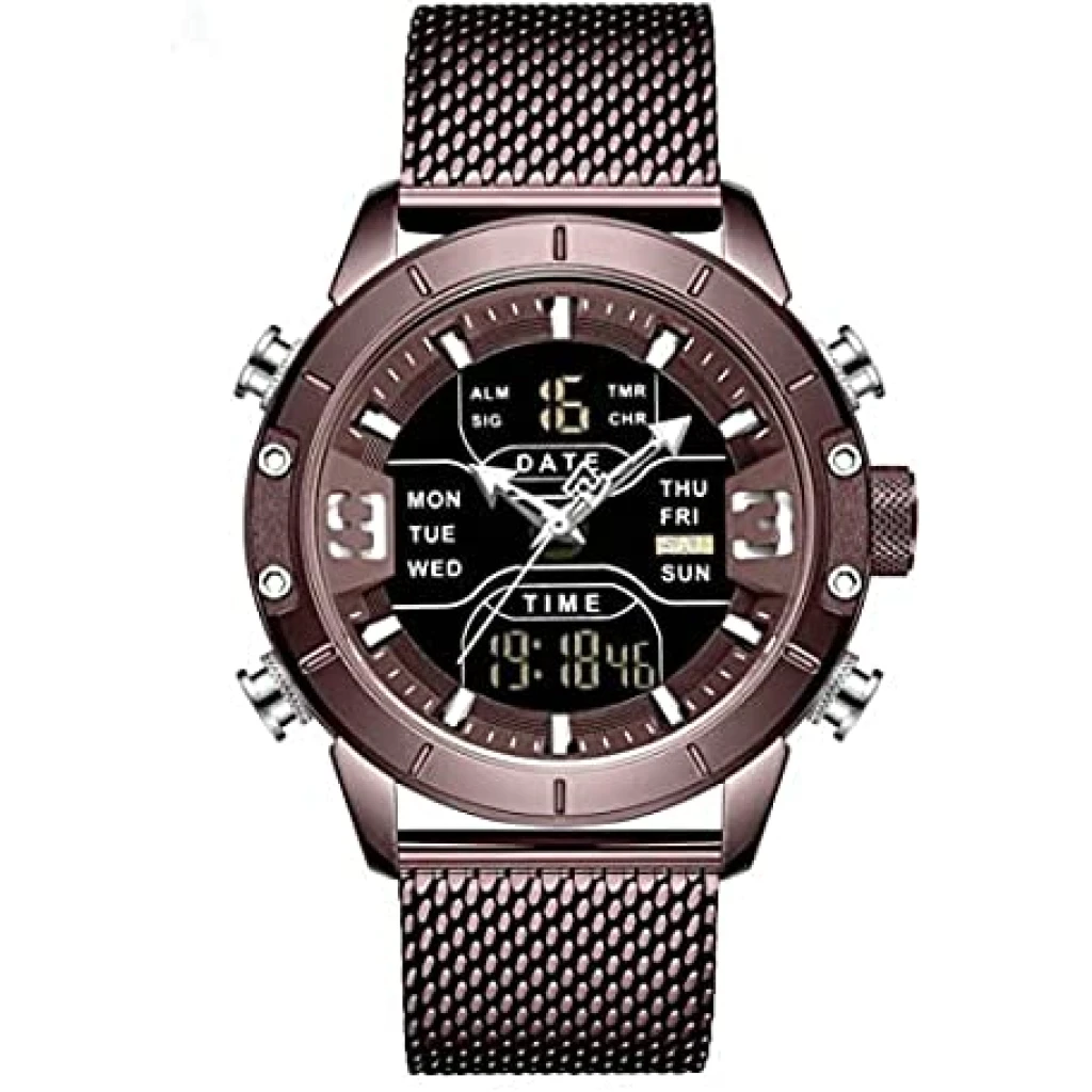 Naviforce Creative Analog-Digital Dial Quartz Sports Multi-Function Military Style Men's Wrist Watch - NF9153