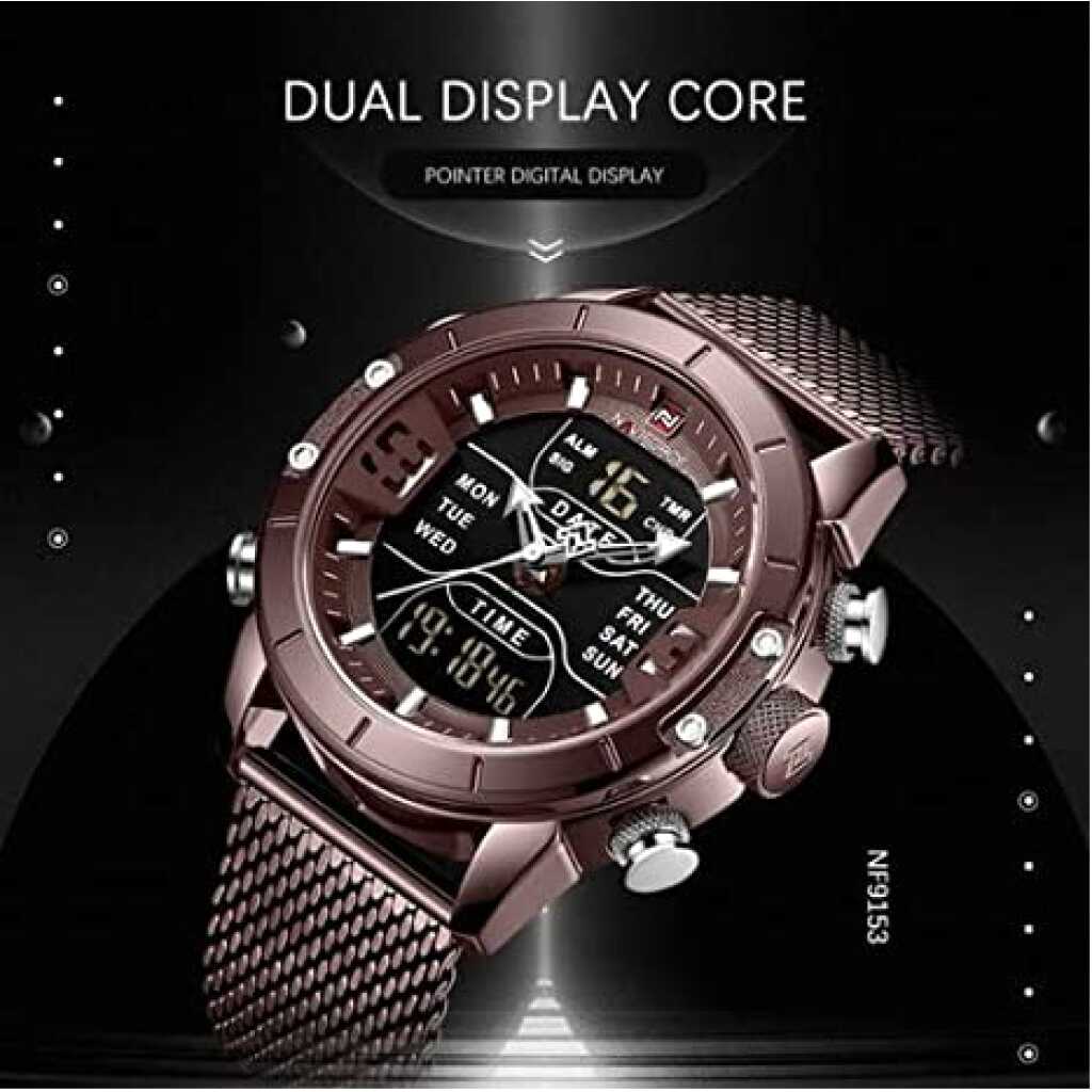 Naviforce Creative Analog-Digital Dual Quartz Sports Multi-Function Military Style Men's Wrist Watch - NF9153