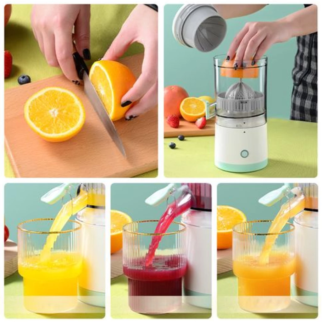 Portable Electric Citrus Juicer Rechargeable Hands-Free Orange Juicer Lemon Squeezer with USB and Cleaning Brush