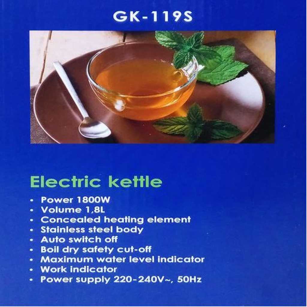 Simbaland Electric Kettle GK-119S, 1800W, 1.8L, Stainless Steel 304 Body