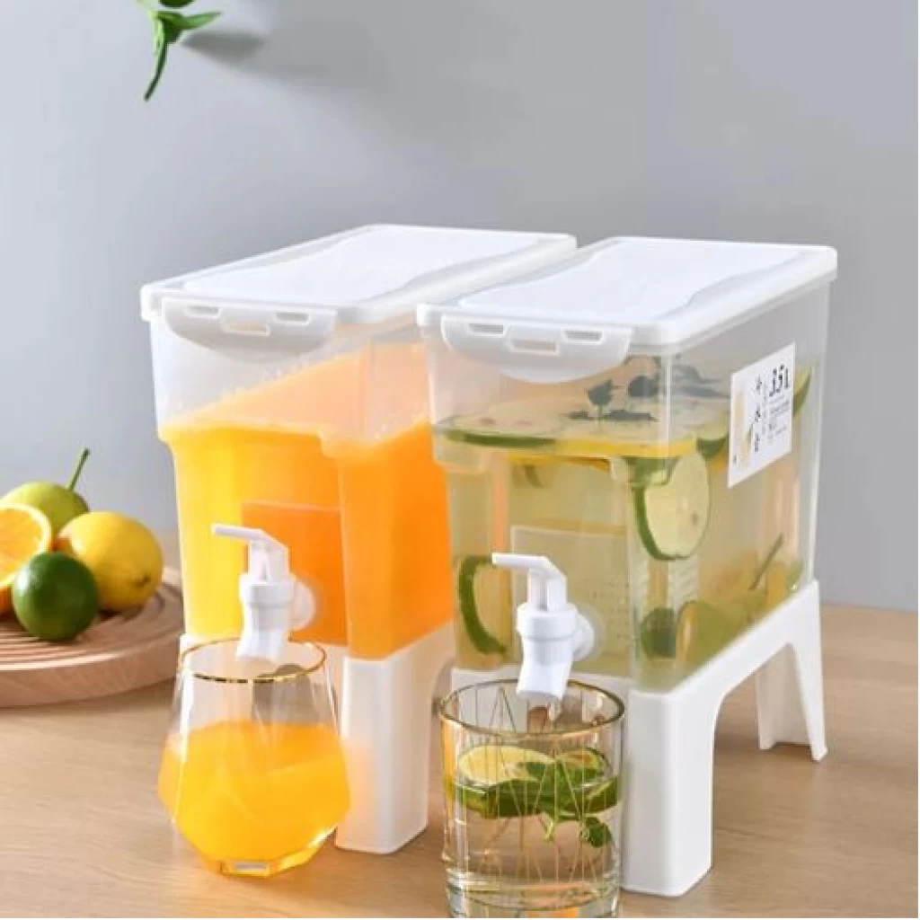 3.5L Cool Water Jug With Tap Home Refrigerator Iced Drink Juice Fruit  Dispenser