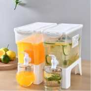 3.5L Fridge Cold Kettle Drink Dispenser Water Juice Kitchen Jar With Stand- White Beverage Serveware TilyExpress