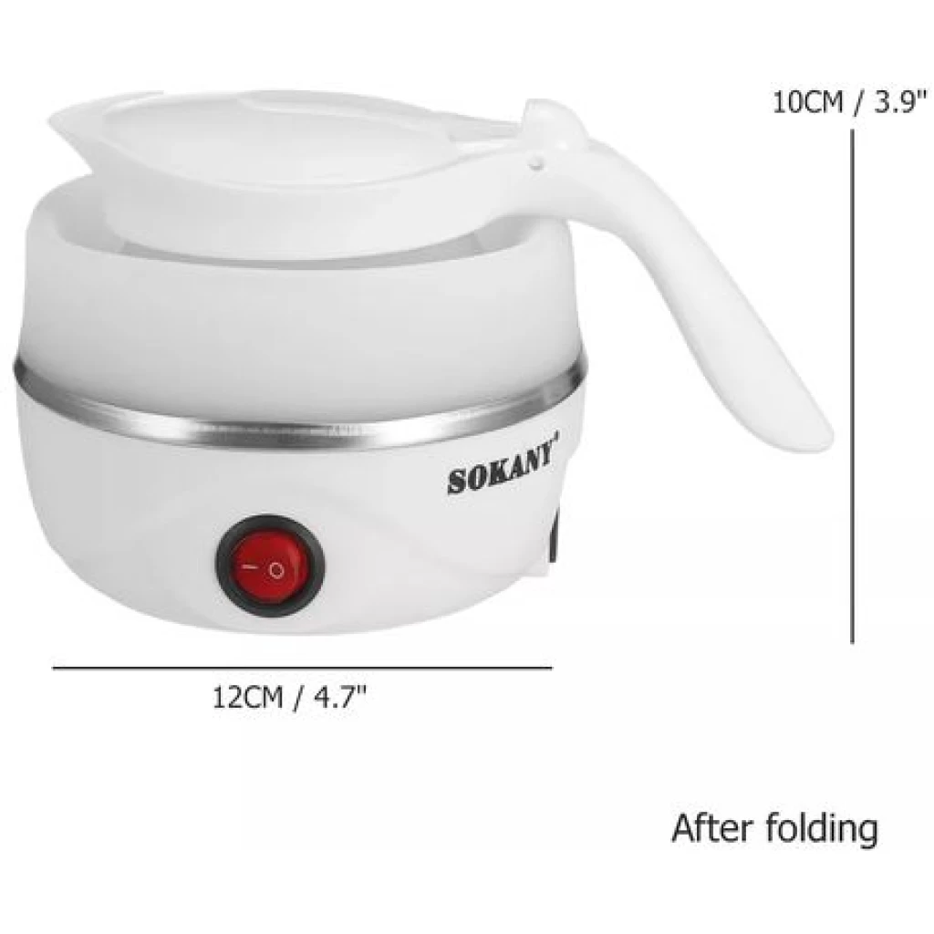 Sokany 0.7L Portable Expandable & Collapsible Travel Silicone Portable Electric Kettle (White)