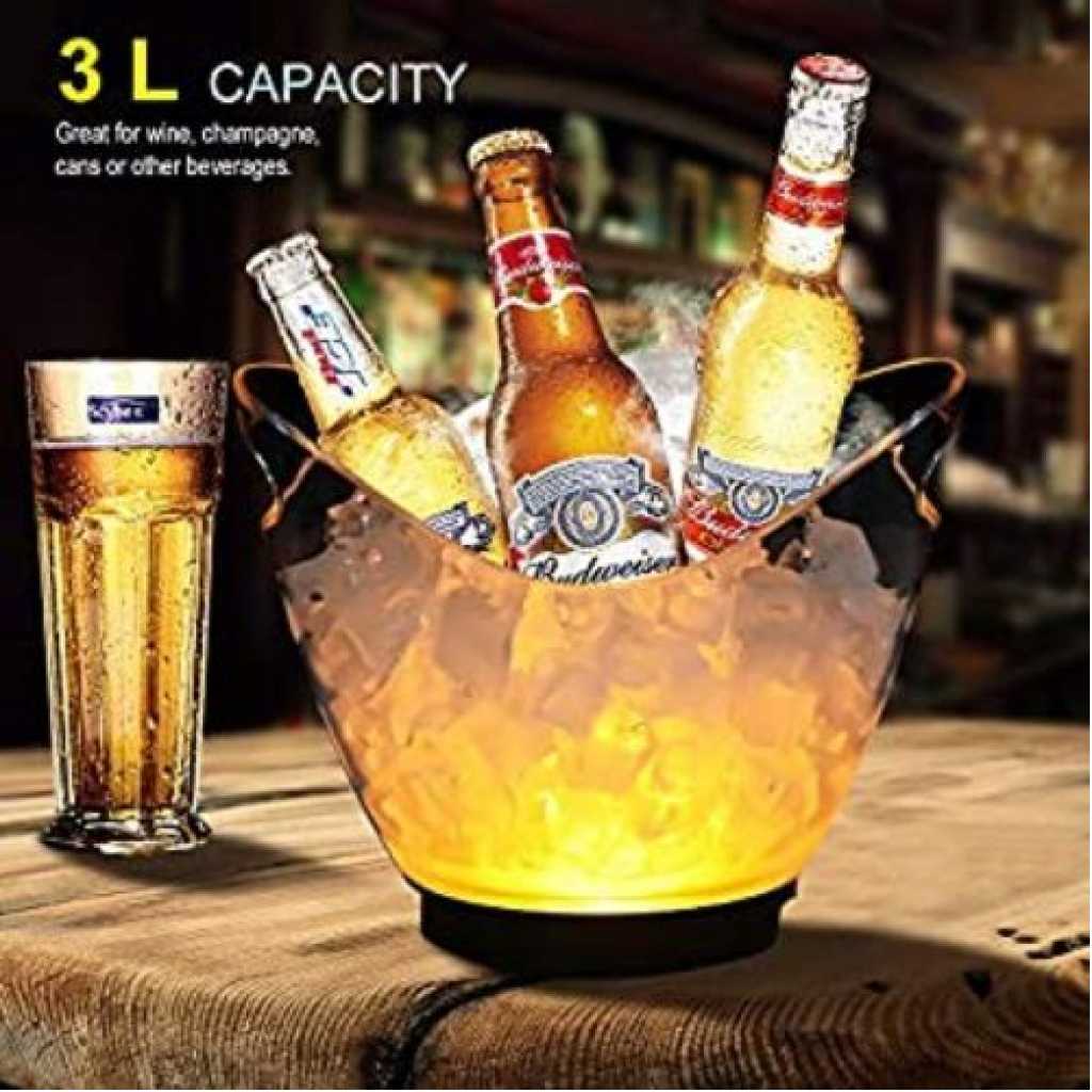 8L Led Ice Bucket Color Changing Plastic Champagne Wine Ice Bucket Multi-colours.