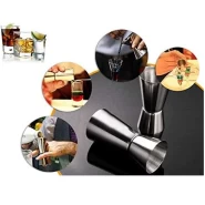 2PC Jigger Spirit Cocktail Alcohol Bar Double Shot Measure Cup 25/50 ML- Silver. Bar Cocktail & Wine Glasses TilyExpress