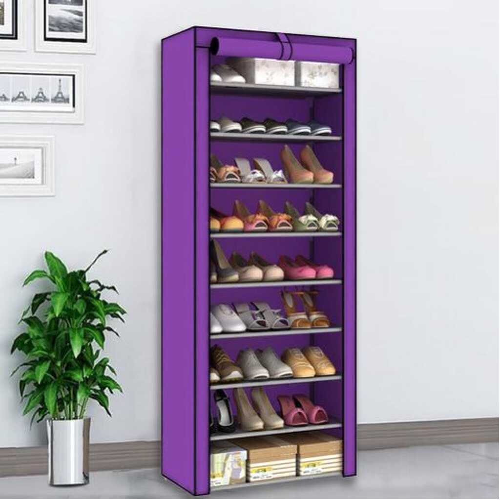 10 Tier 9 Grid Shoe Rack Detachable Dustproof Non-Woven Standing Shoes Storage Organizer