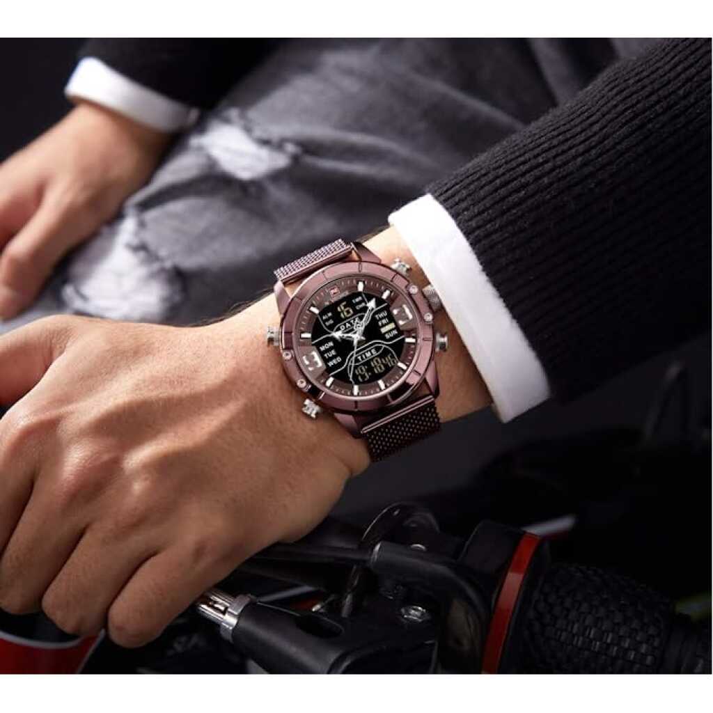 NAVIFORCE Digital Watch Men's Waterproof Sports Watches Stainless Steel Military Quartz Clock Wristwatch
