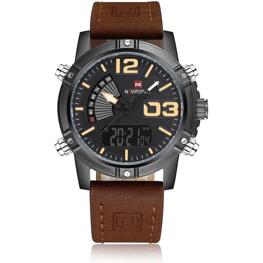 Naviforce Watch For Men Analog-Digital - Brown