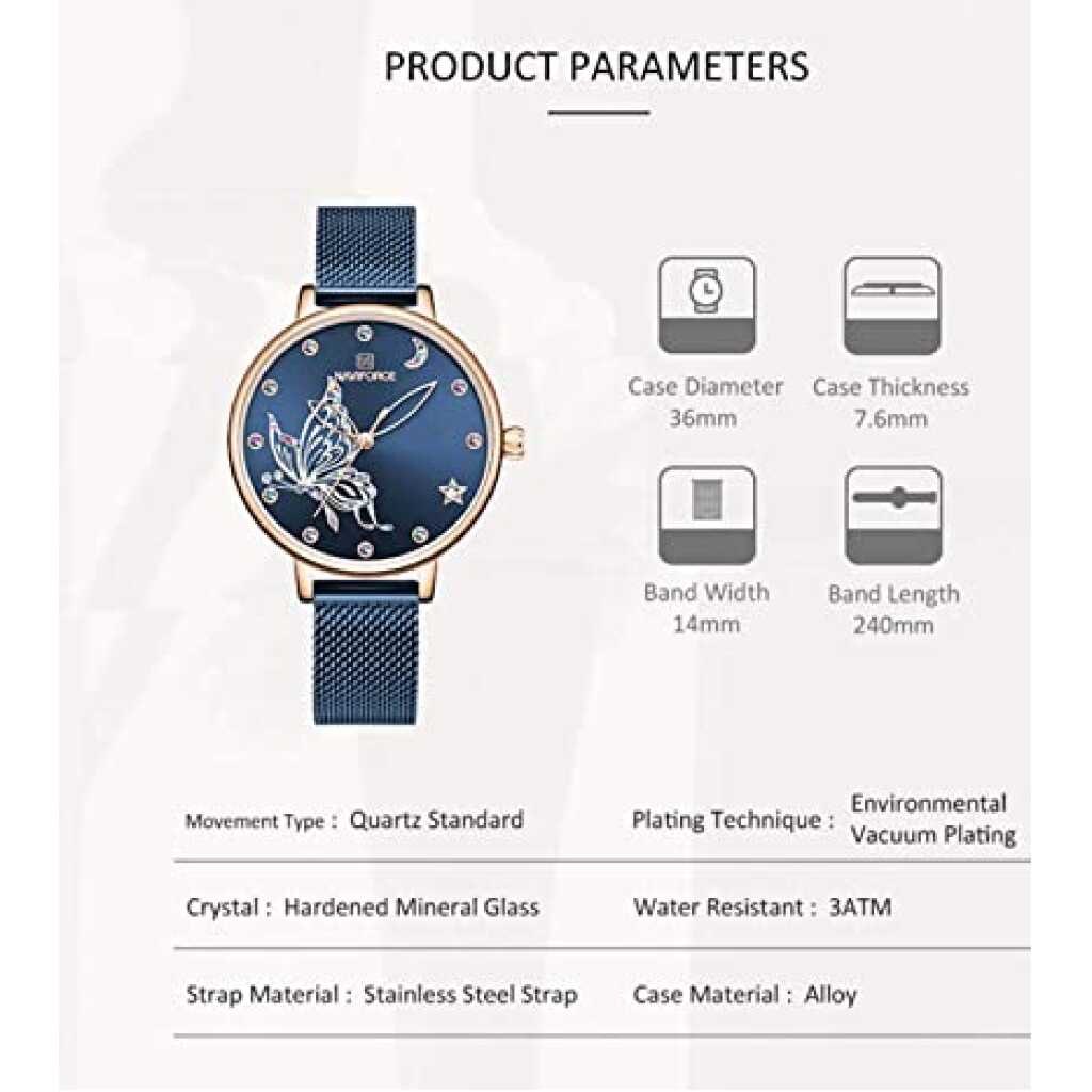 NAVIFORCE Womens Fashion Watches Waterproof Analog Luxury Wristwatch Unique Face Design Casual Dress Watches for Ladies