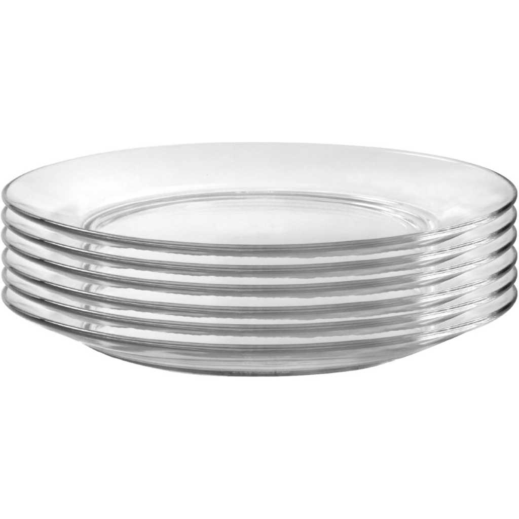 Clear Glass Round Dinner Plates, 6PCS - Colorless