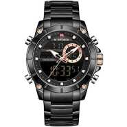 NAVIFORCE NF-9163 Analogue - Digital Black Dial Men's Watch (Black Dial Black Colored Strap)