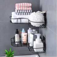 Self-Adhesive Metal Bathroom Kitchen Corner Rack Storage Shelves – Black Bathroom Storage & Organization TilyExpress