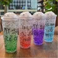 1pc 2-Layer Ice Cream Smoothie Juice Bottle Cup Kettle with Straw – Multi-colours Mug Sets TilyExpress