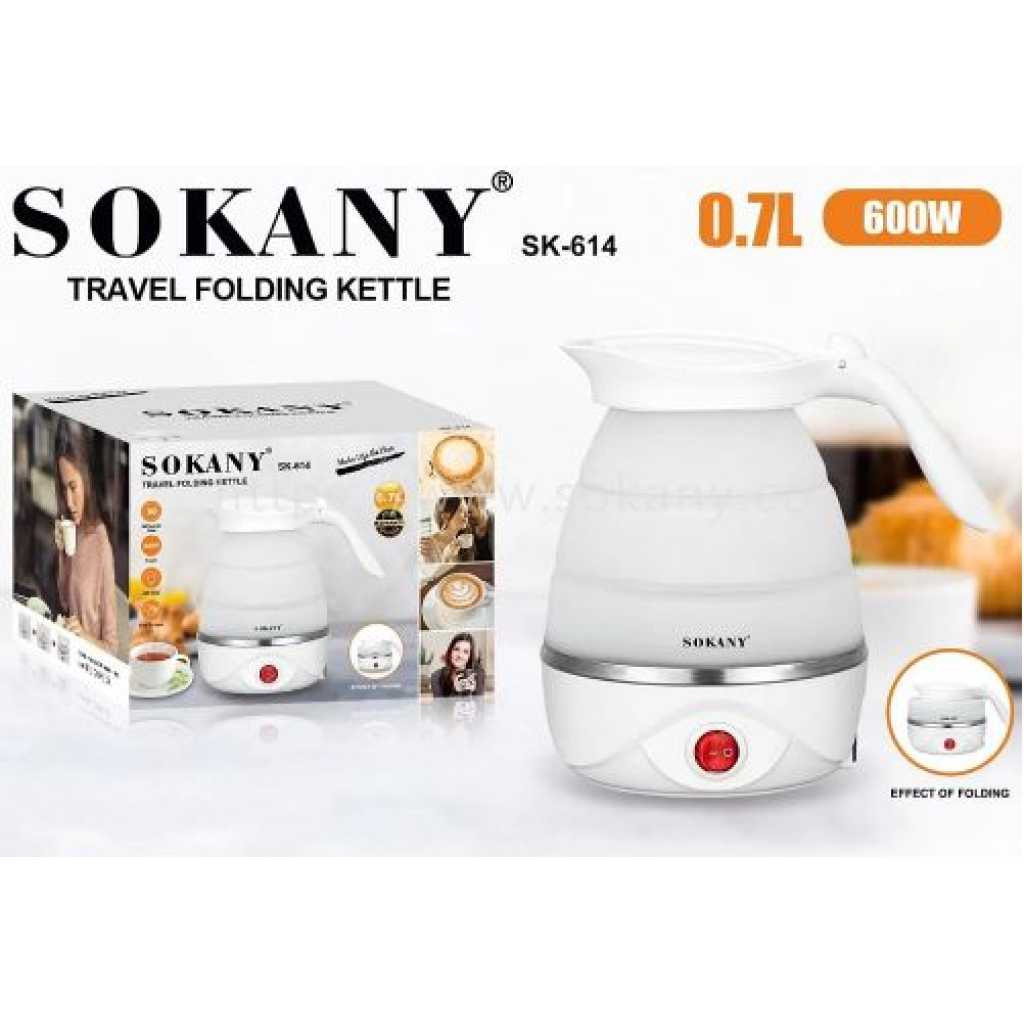 Sokany 0.7L Portable Expandable & Collapsible Travel Silicone Portable Electric Kettle (White)