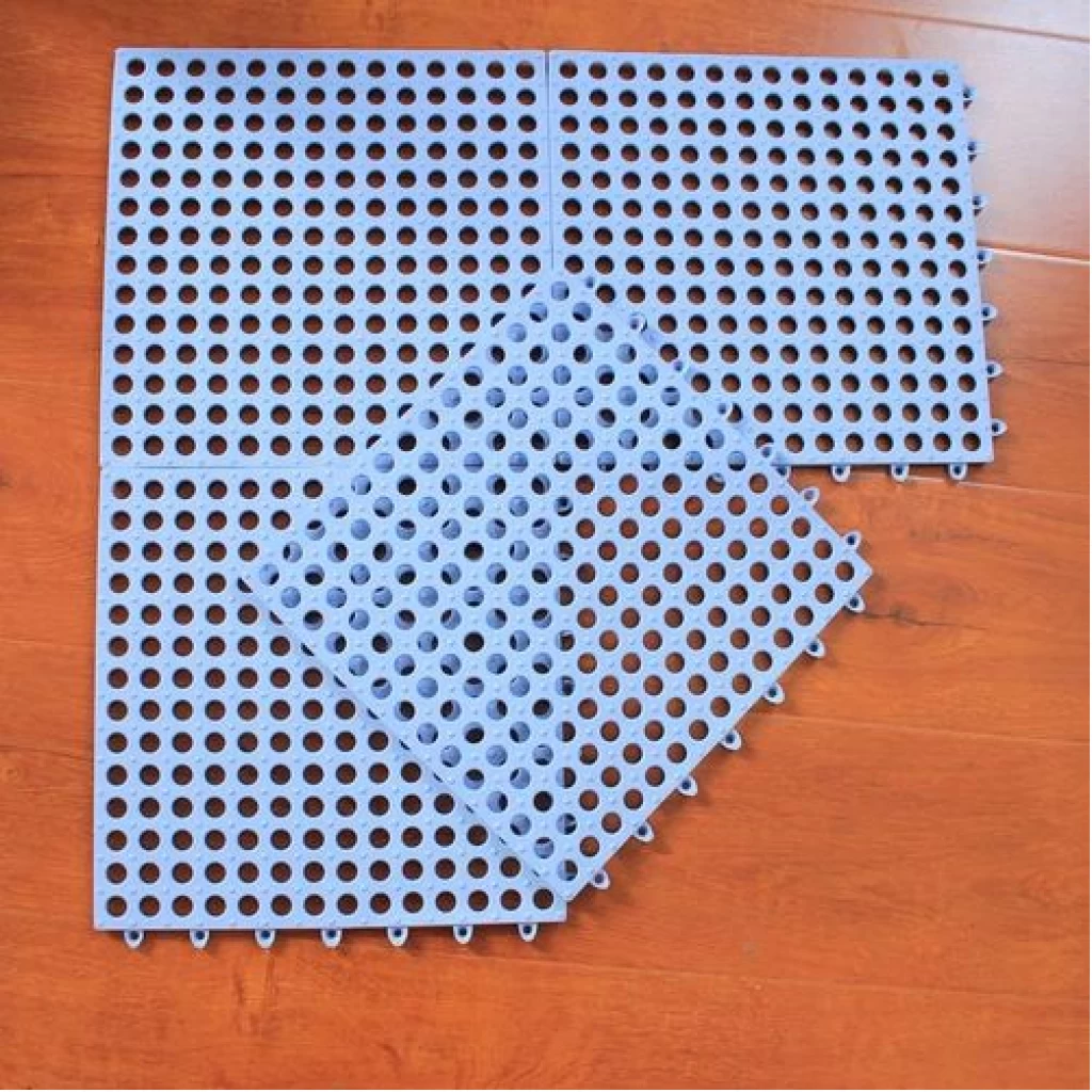 4Pcs Interlocking Non Slip Bathroom Floor Tiles Rubber Mat For Toilet Kitchen Swimming Pool Balcony Pet (30x30cm) - Multi-colours