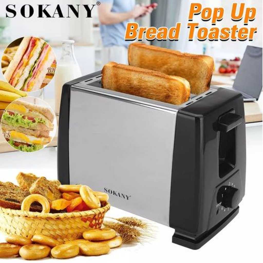 Sokany Automatic Fast Heating 2 Slice Electric Bread Toaster Oven - Silver