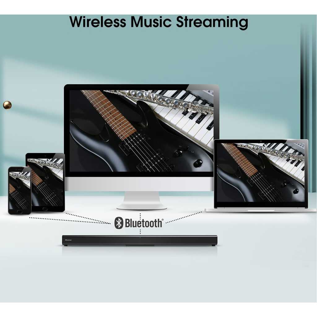 Hisense HS205 2.0ch Sound Bar, 60W, Enhance TV enjoyment, Bluetooth, HDMI ARC/Optical/AUX/USB, 3 EQ Modes