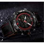 NAVIFORCE Men's Waterproof Sport Watches Leather Digital Analog Watch Luxury Casual Dual Time Wristwatch