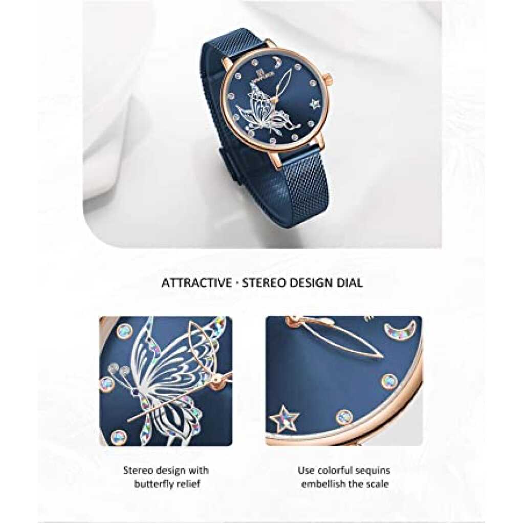 NAVIFORCE Womens Fashion Watches Waterproof Analog Luxury Wristwatch Unique Face Design Casual Dress Watches for Ladies