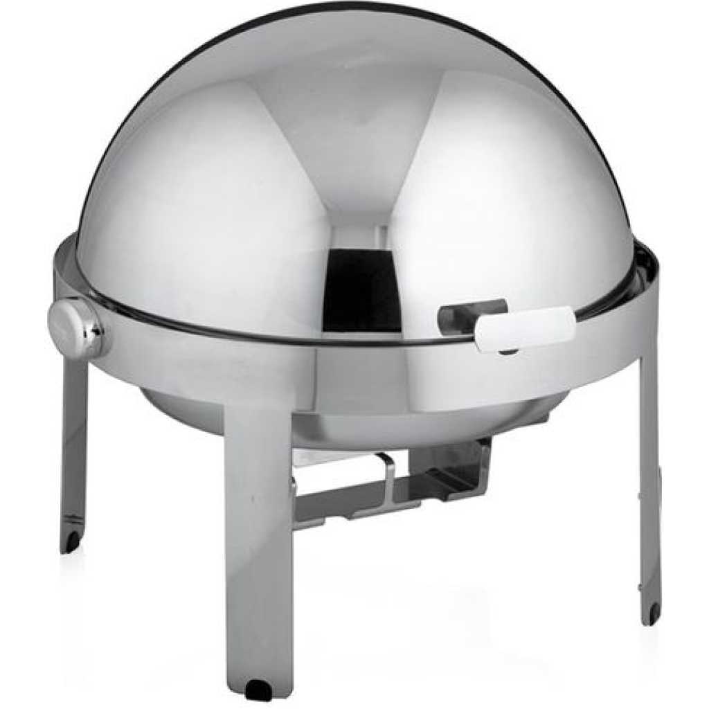 6.5L Stainless Steel Round Chafing Dish Roll Top Food Buffet Warmer - Silver