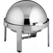 6.5L Stainless Steel Round Chafing Dish Roll Top Food Buffet Warmer - Silver