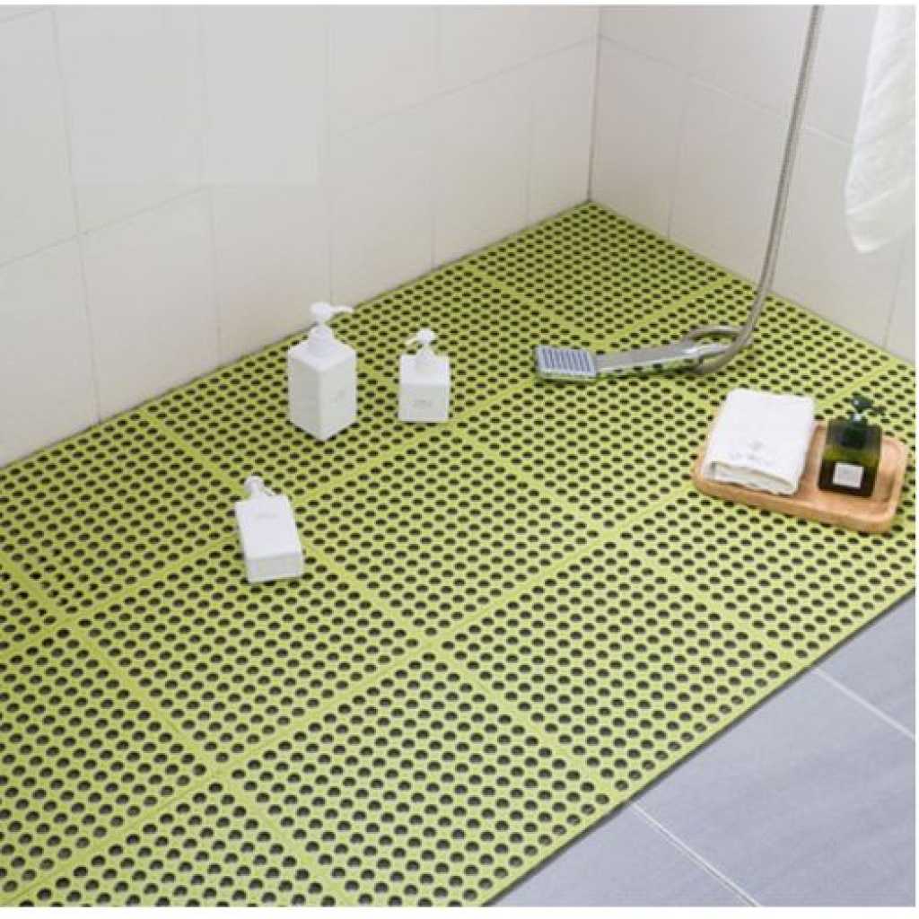 4Pcs Interlocking Non Slip Bathroom Floor Tiles Rubber Mat For Toilet Kitchen Swimming Pool Balcony Pet (30x30cm) - Multi-colours