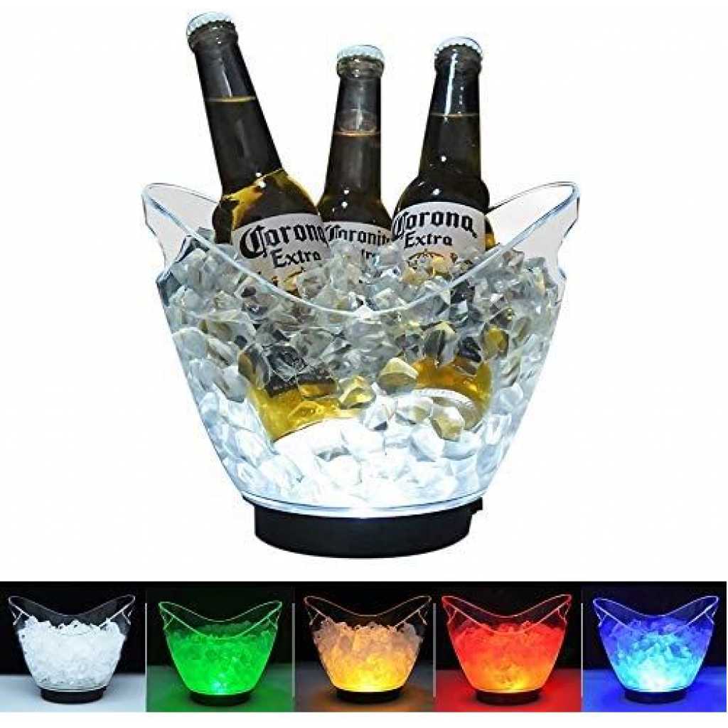 8L Led Ice Bucket Color Changing Plastic Champagne Wine Ice Bucket Multi-colours.