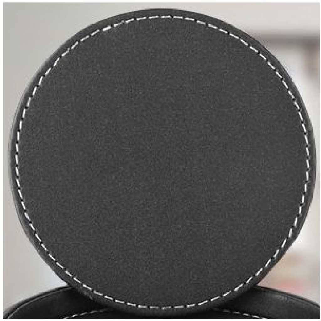 7 Piece Leather Drink Coasters Round Cup Mat Pad for Home And Kitchen - Black