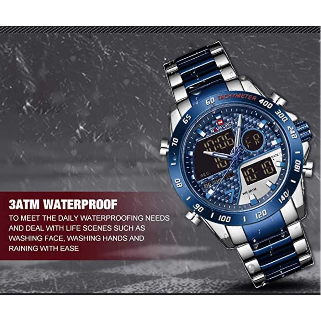 Naviforce Men's Multifunction Waterproof Sport Analog Digital Quartz Watch with Chronograph Dual Time Alarm SIG Snooze Function