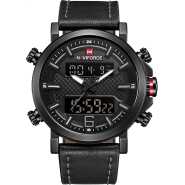 NAVIFORCE Analog Digital Waterproof Men Sport Dual Display Watches Chronograph Quartz Leather