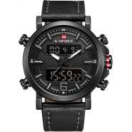 NAVIFORCE Analog Digital Waterproof Men Sport Dual Display Watches Chronograph Quartz Leather