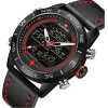NAVIFORCE Mens Waterproof Sport Watches Leather Digital Analog Watch Luxury Casual Dual Time Wristwatch