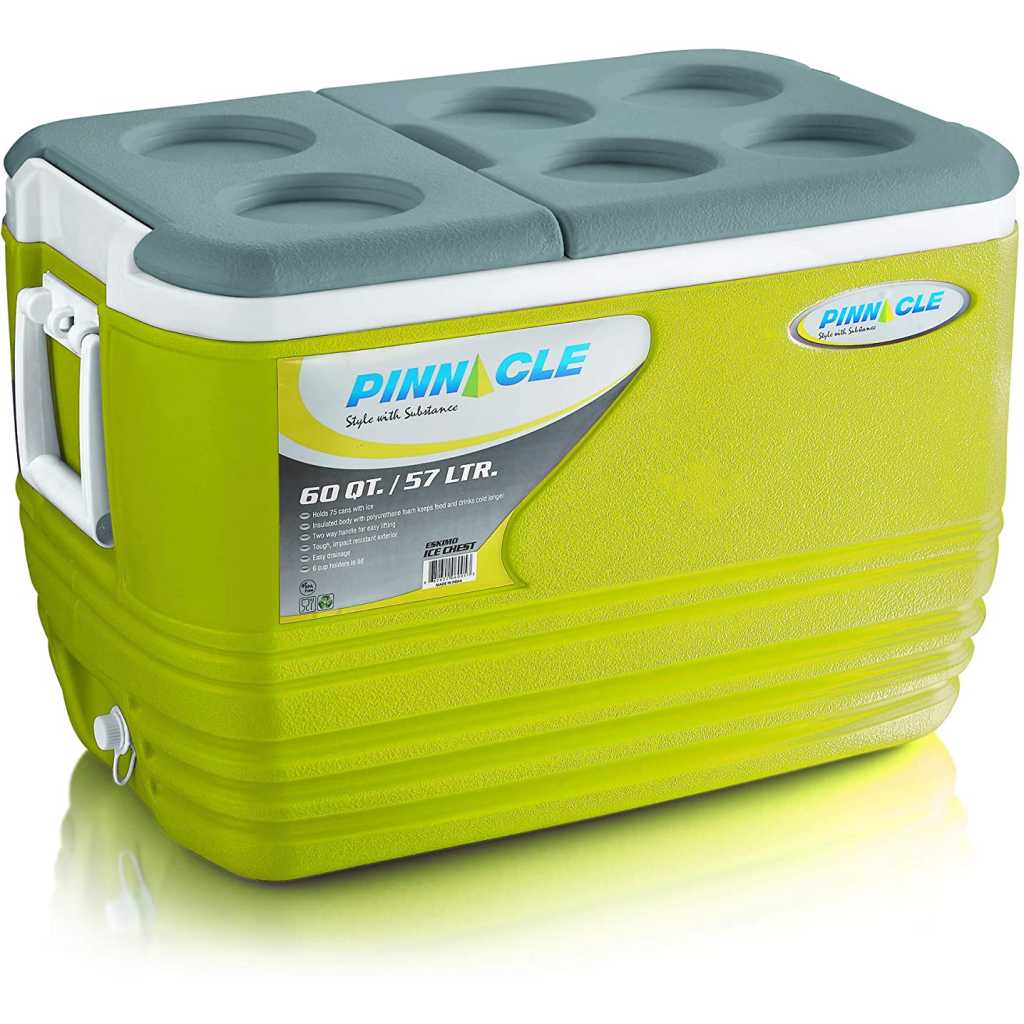 Pinnacle Eskimo 57 litres Ice Box, Holds Ice for 48 Hours (57 litres, Lemon Green)