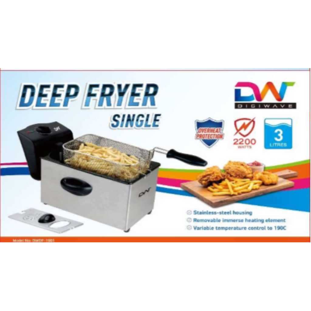Digiwave Deep Fryer Single 3.0L 2200W DW-DF1901 - Silver