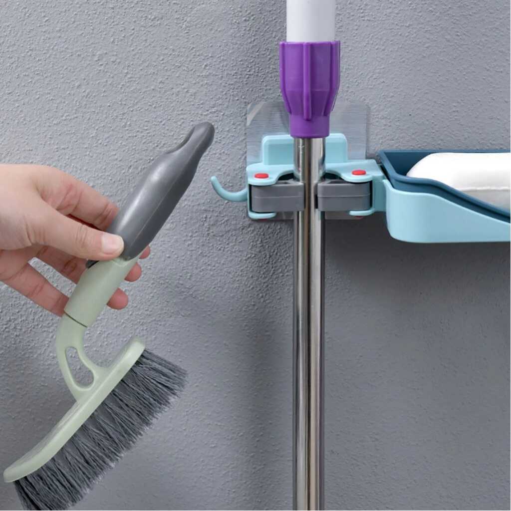 Mop Holder Brush Storage Rack Soap Dish Box Wall Mounted Organizer Hanger Kitchen Tool Holder Suction Cup Bathroom Kitchen