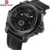 Naviforce Leather Strapped Men's Designer Watch - Black