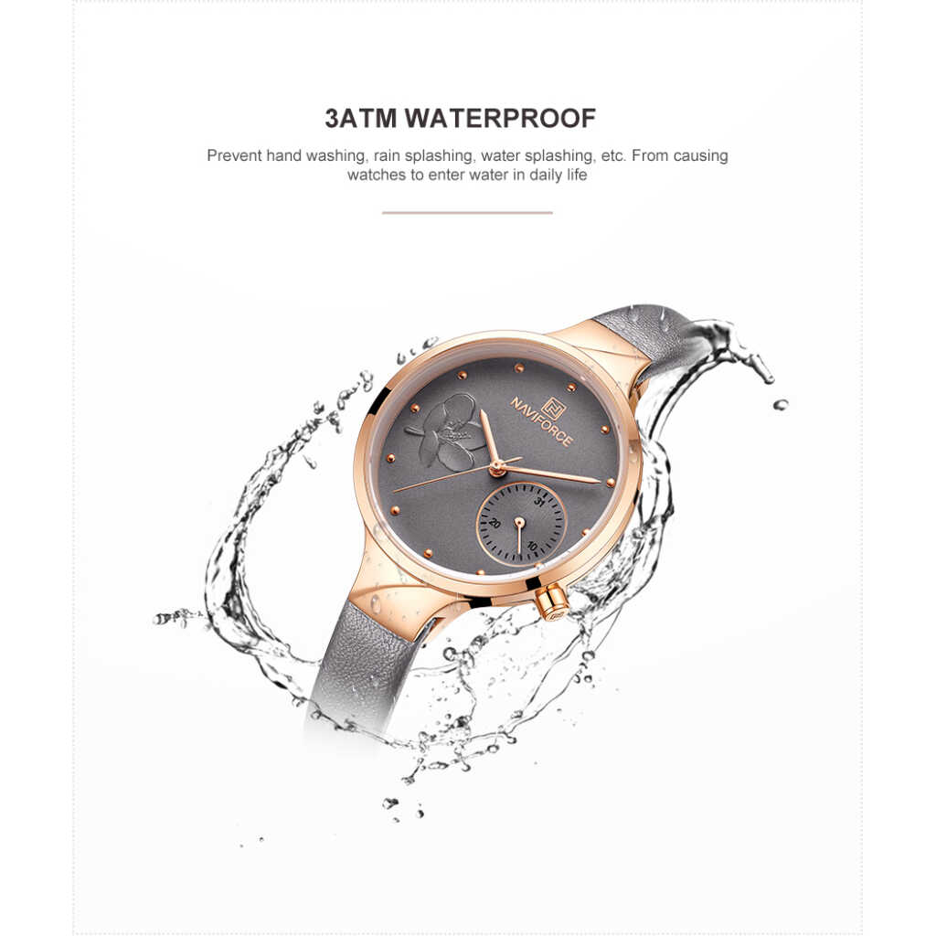 NAVIFORCE Fashion Women Watch Luxury Ladies Wristwatch Genuine Leather Bracelet Classic Female Watches NF5001L